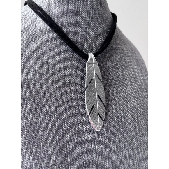 Upcycled Silverware Feather Pendant Necklace: Handmade Bohemian Flatware Jewelry - Picture 2 of 6